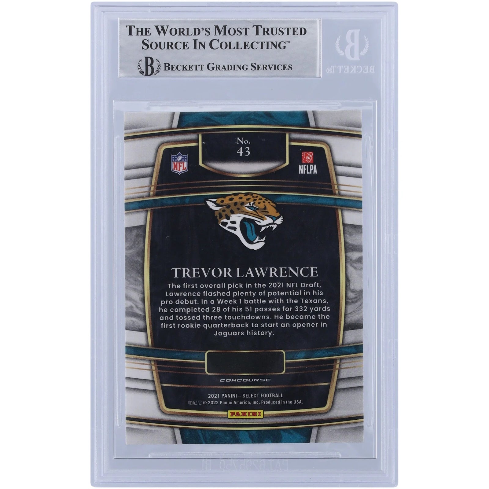 Trevor Lawrence Signed 2021 Panini Select Concourse Rookie Card | #1 Pick Inscription
