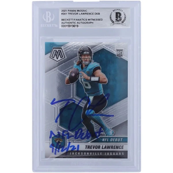Trevor Lawrence Signed 2021 Panini Mosaic NFL Debut #241 Rookie Card | Beckett Authenticat