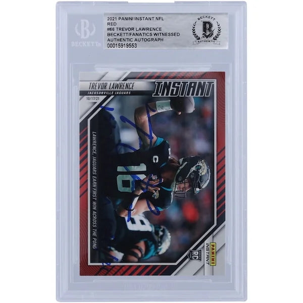Trevor Lawrence Signed 2021 Panini Instant Red Rookie Card #66/99 | 1st NFL Win Inscriptio