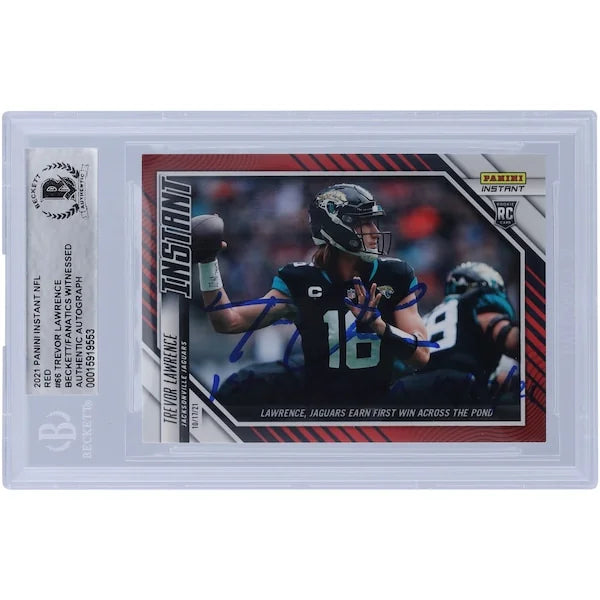 Trevor Lawrence Signed 2021 Panini Instant Red Rookie Card #66/99 | 1st NFL Win Inscriptio
