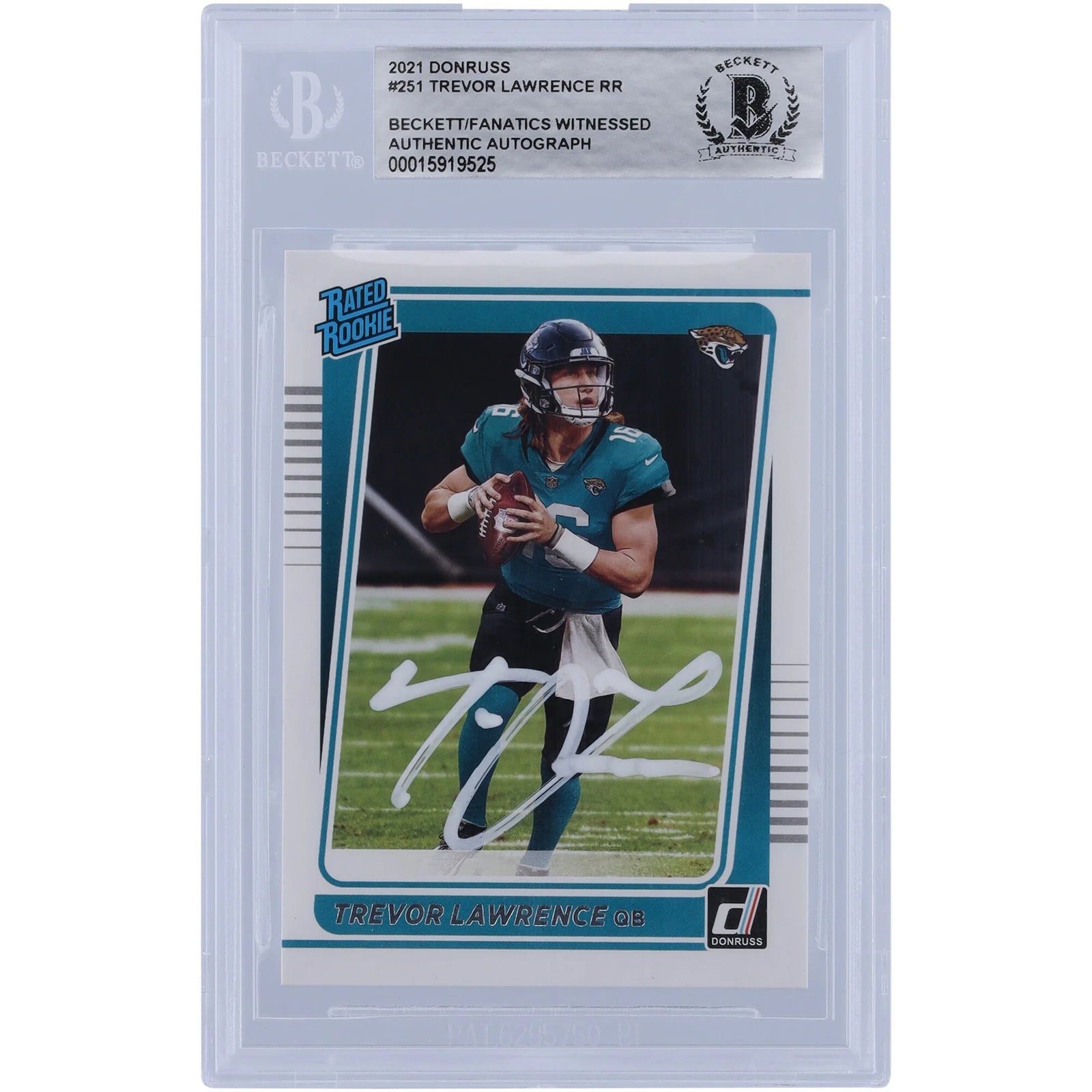 Trevor Lawrence Signed 2021 Panini Donruss Rated Rookie #251 Card | Beckett Authenticated