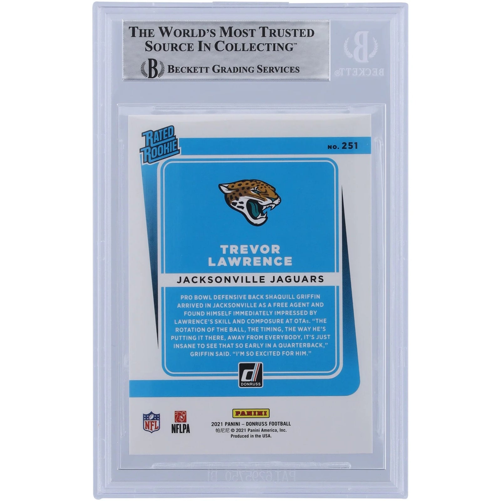 Trevor Lawrence Signed 2021 Panini Donruss Rated Rookie #251 Card | Beckett Authenticated