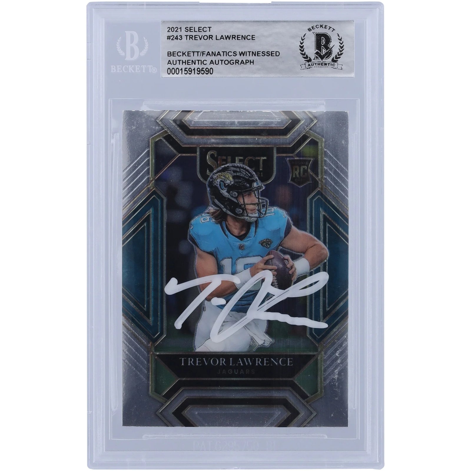 Trevor Lawrence Jacksonville Jaguars Autographed 2021 Panini Select Club Level White Ink #243 Beckett Fanatics Witnessed Authenticated Rookie Card - F2