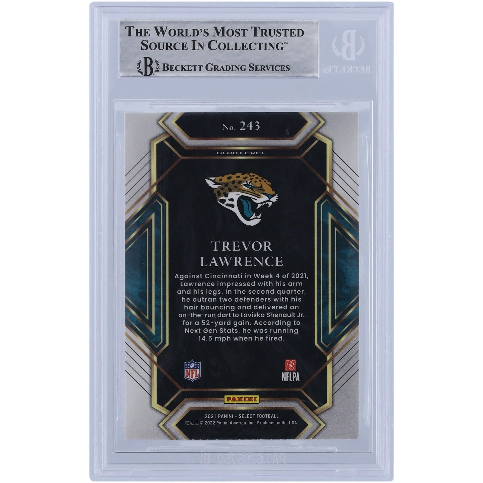 Trevor Lawrence Jacksonville Jaguars Autographed 2021 Panini Select Club Level White Ink #243 Beckett Fanatics Witnessed Authenticated Rookie Card - F2
