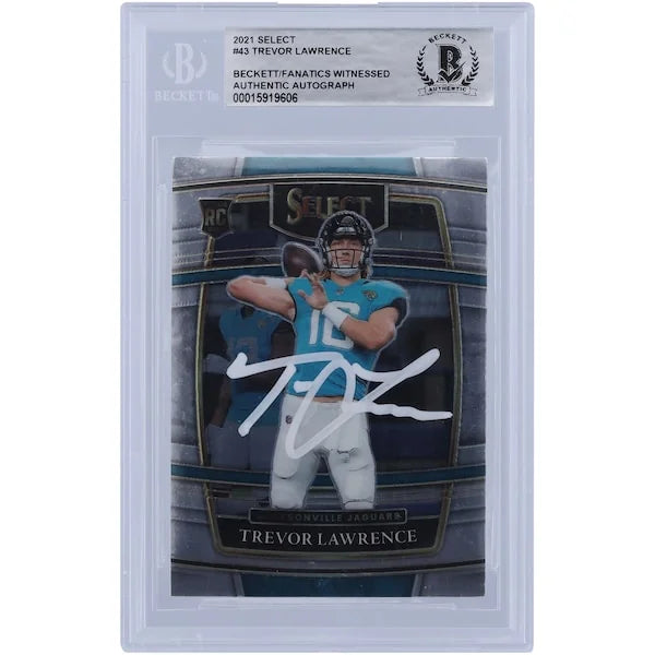 Trevor Lawrence Jacksonville Jaguars Autographed 2021 Panini Select Concourse White Ink #43 Beckett Fanatics Witnessed Authenticated Rookie Card - F3