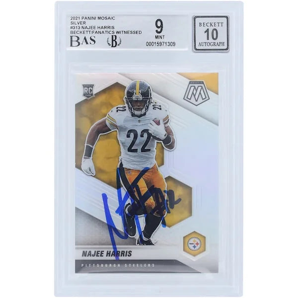 Najee Harris Signed 2021 Panini Mosaic Silver Rookie Card #313 | Beckett 9
