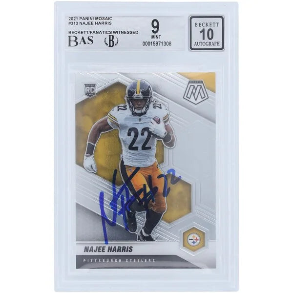 Najee Harris Signed 2021 Panini Mosaic #313 Rookie Card | Beckett 9