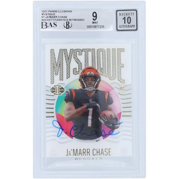 Ja'Marr Chase Signed 2021 Panini Illusions Mystique Rookie Card | Beckett 9