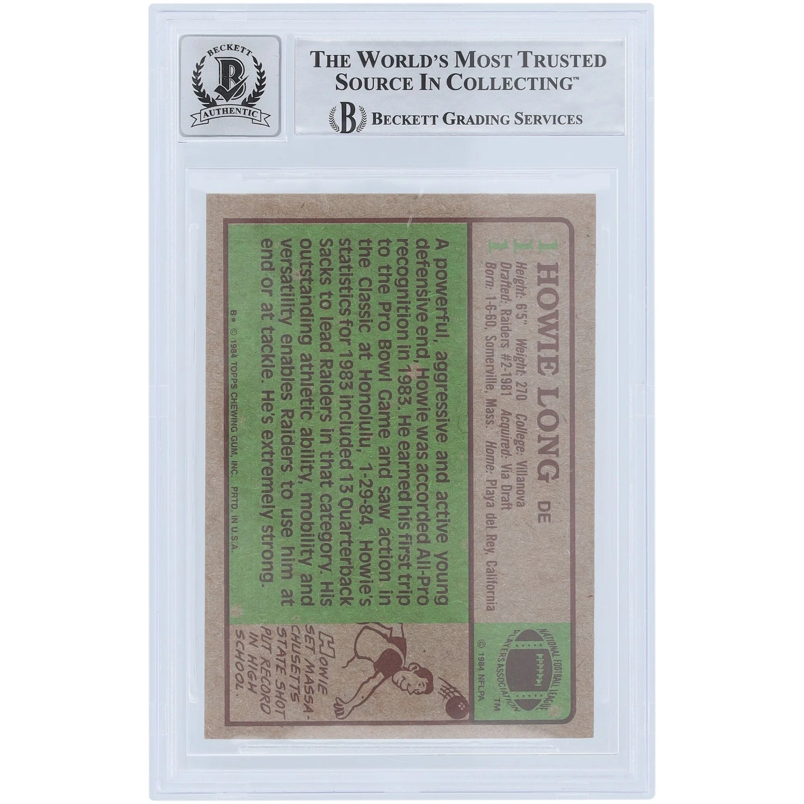 Howie Long Signed 1984 Topps Series 1 #111 Rookie Card | Graded 10 with HOF 2000 Inscripti
