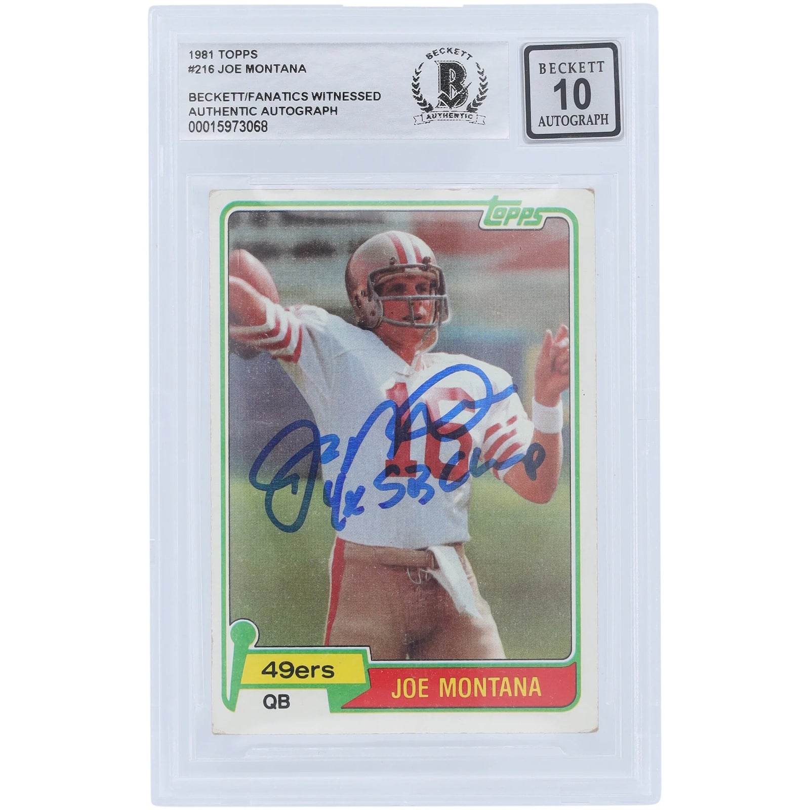 Joe Montana Signed 1980 Topps Series 1 #216 Rookie Card | Graded 10 with Inscription