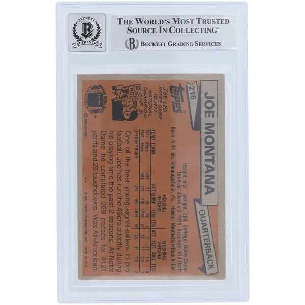 Joe Montana Signed 1980 Topps Series 1 #216 Rookie Card | Graded 10 with Joe Cool Inscript