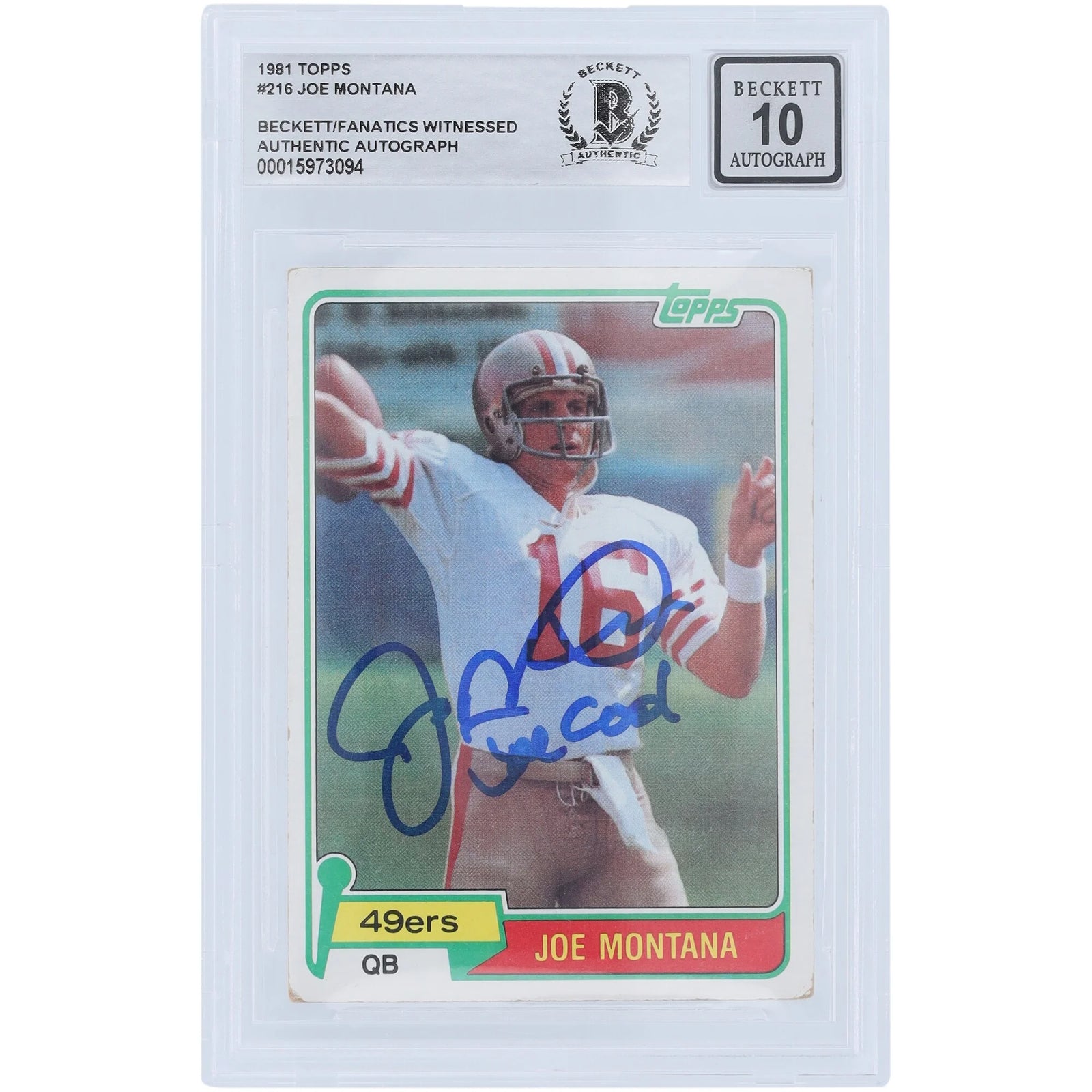 Joe Montana Signed 1980 Topps Series 1 #216 Rookie Card | Graded 10 with Joe Cool Inscript