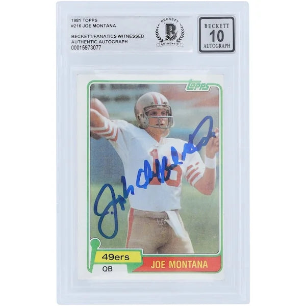 Joe Montana Signed 1980 Topps Series 1 #216 Rookie Card | Beckett 10