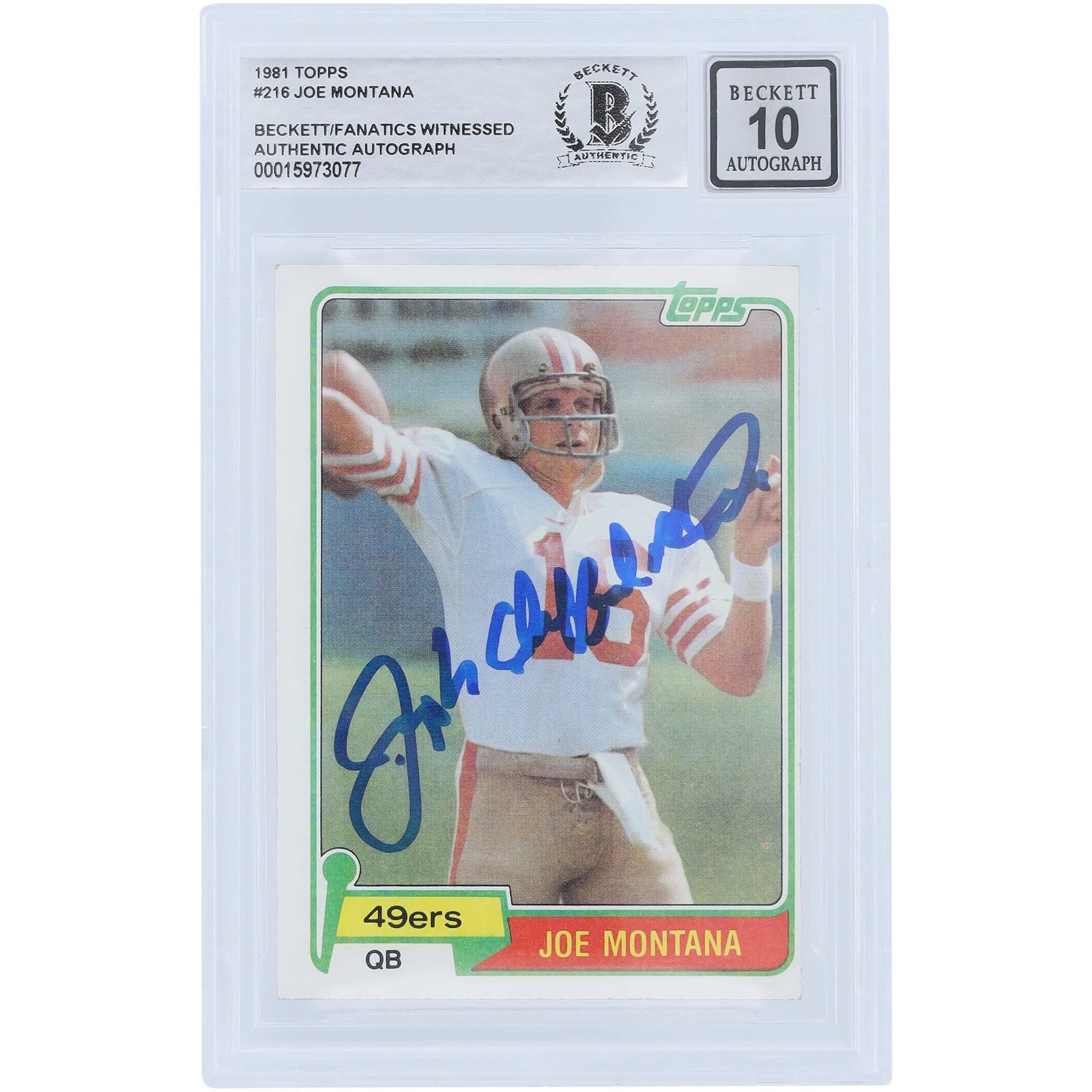 Joe Montana Signed 1980 Topps Series 1 #216 Rookie Card | Beckett 10