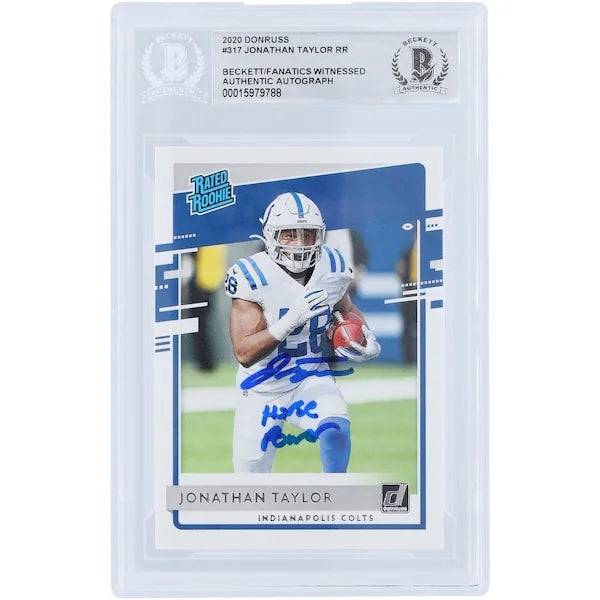 Jonathan Taylor Signed 2020 Panini Donruss Rated Rookie #317 | Horse Power Inscription