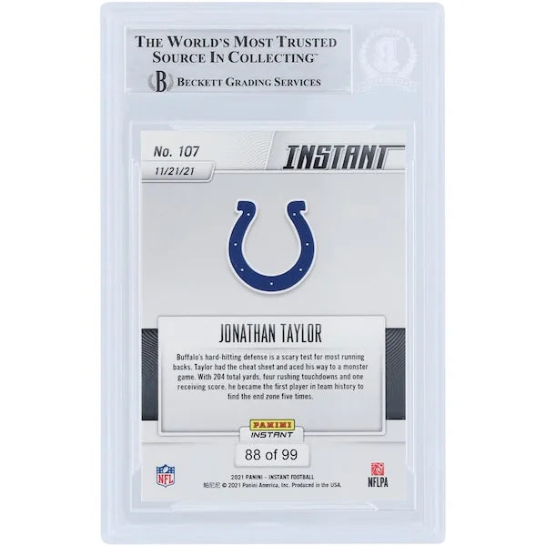 Jonathan Taylor Signed 2021 Panini Instant #107 Card | Horse Power Inscription