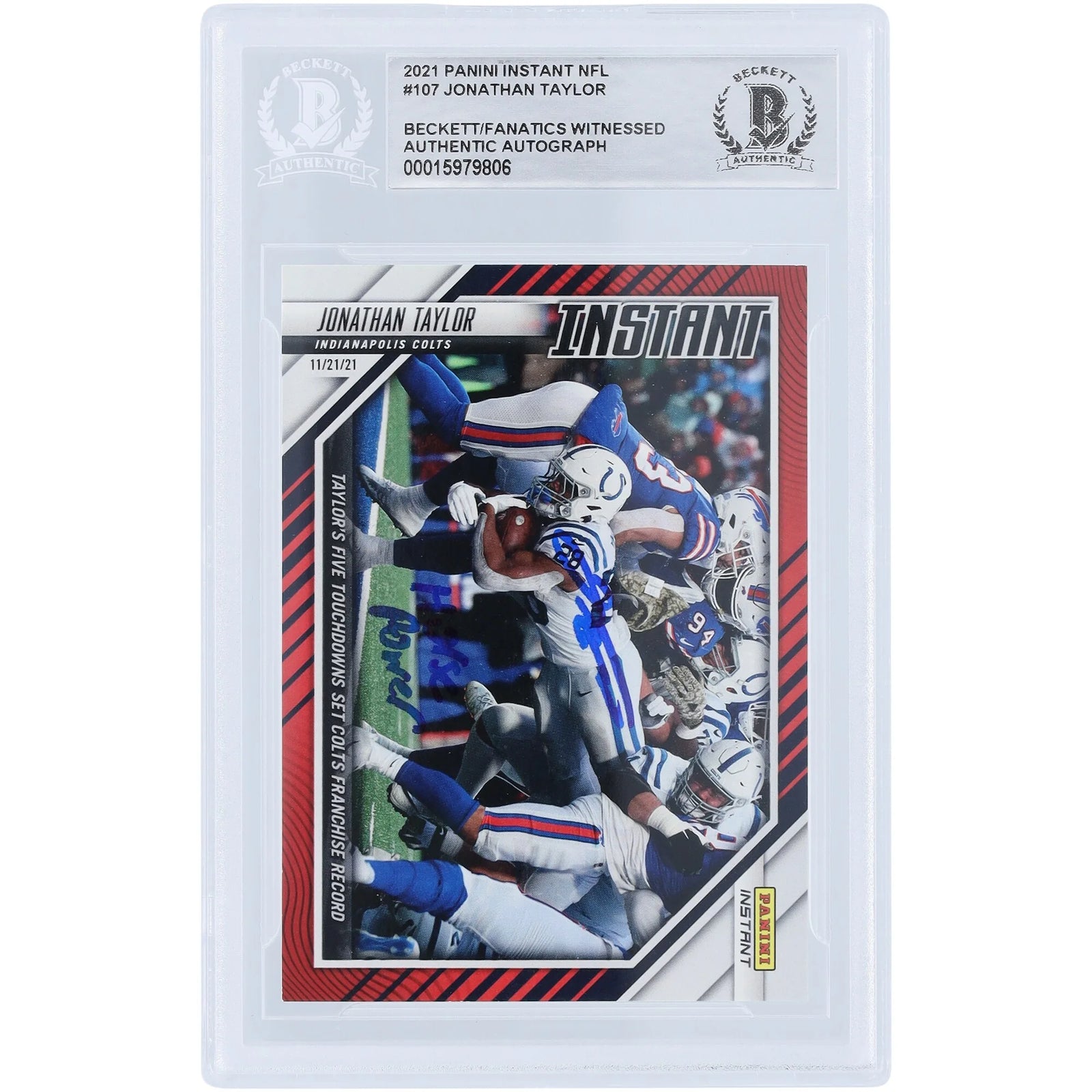 Jonathan Taylor Signed 2021 Panini Instant #107 Card | Horse Power Inscription