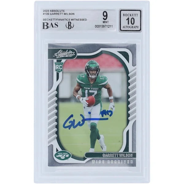 Garrett Wilson Signed 2022 Panini Absolute #106 Rookie Card | Beckett Graded 9