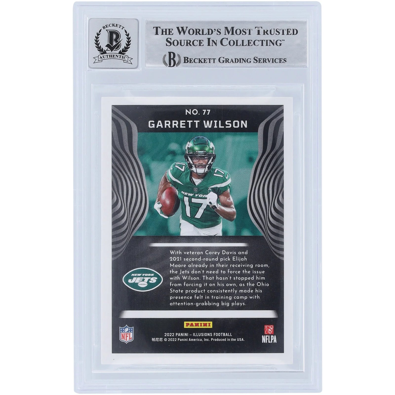 Garrett Wilson Signed 2022 Panini Illusions #77 Rookie Card | Beckett Graded 9