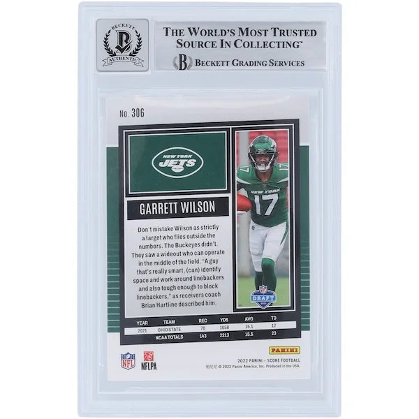 Garrett Wilson Signed 2022 Panini Score #306 Rookie Card | Beckett 9
