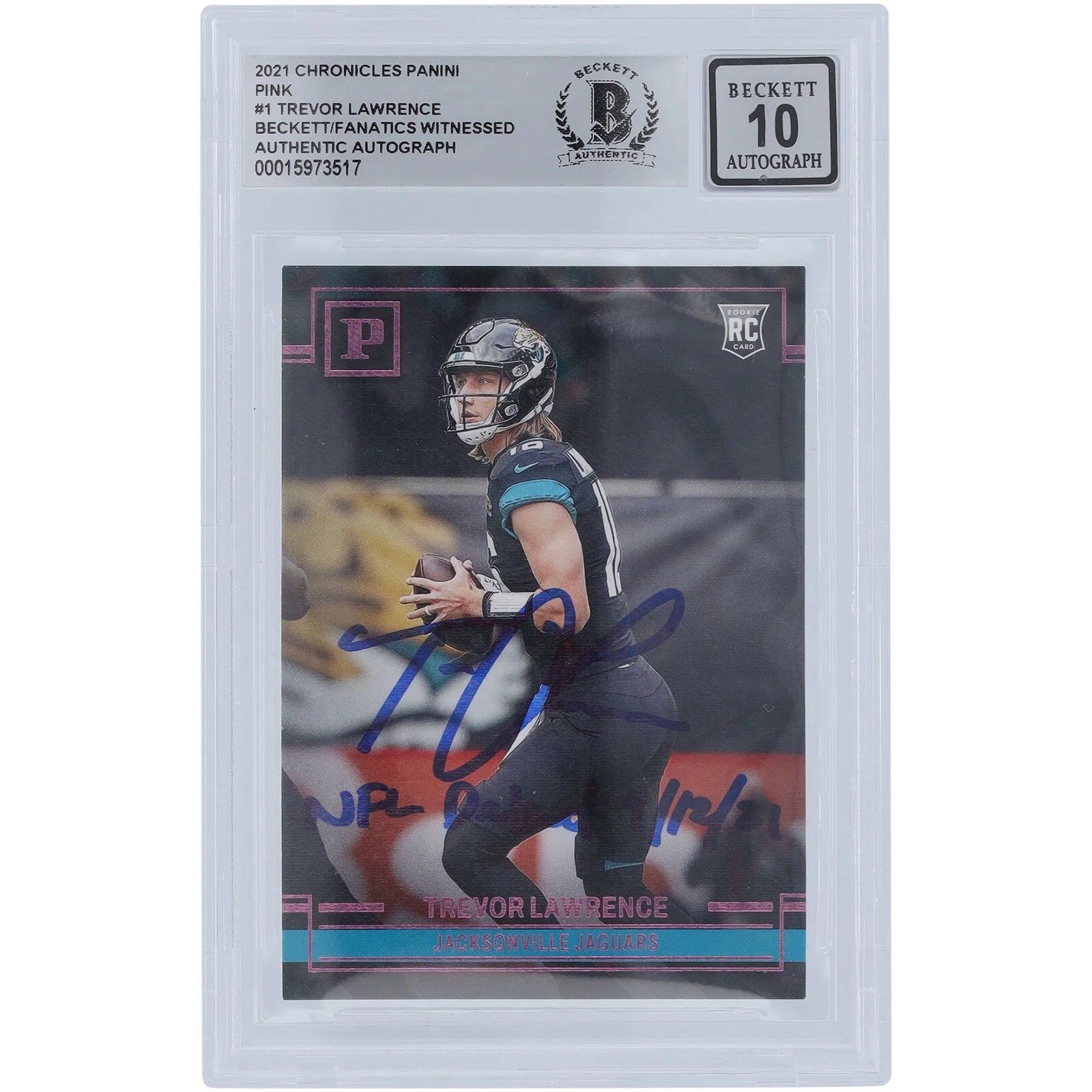 Trevor Lawrence Signed 2021 Panini Chronicles Pink Rookie Card | Beckett 10
