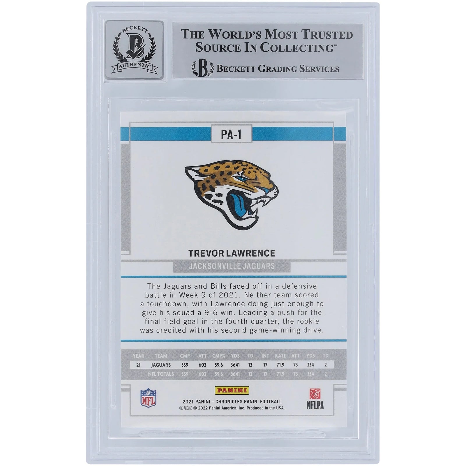 Trevor Lawrence Signed 2021 Panini Chronicles Rookie Card | Beckett 10