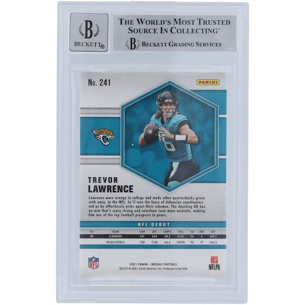 Trevor Lawrence Signed 2021 Panini Mosaic #241 Rookie Card | Beckett Graded 9