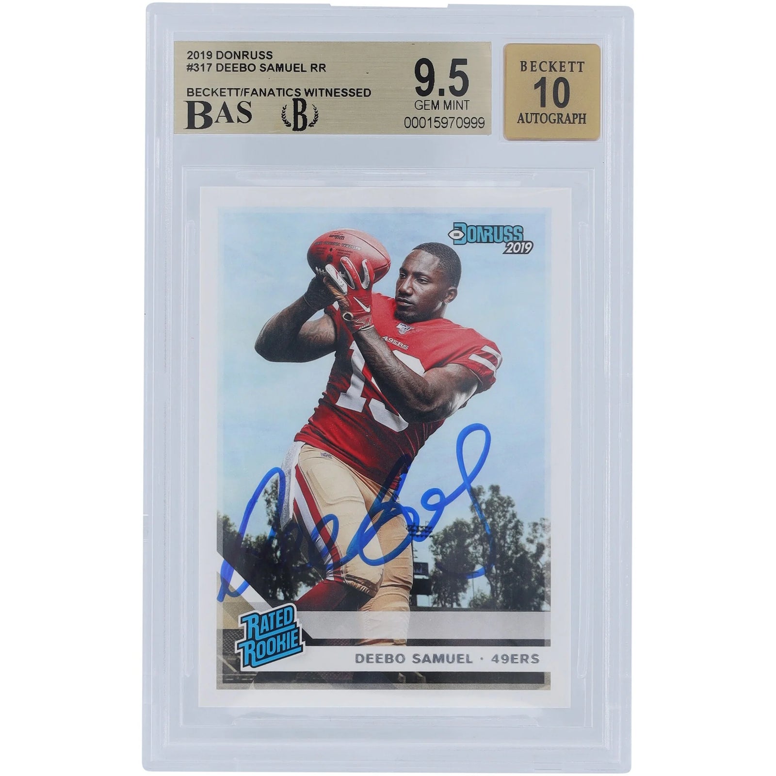 Deebo Samuel Signed 2019 Panini Donruss Rated Rookie #317 | Beckett 9.5