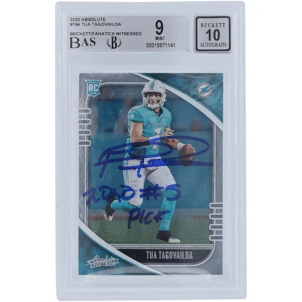 Tua Tagovailoa Signed 2020 Panini Absolute #194 Rookie Card | Beckett 9 Inscribed