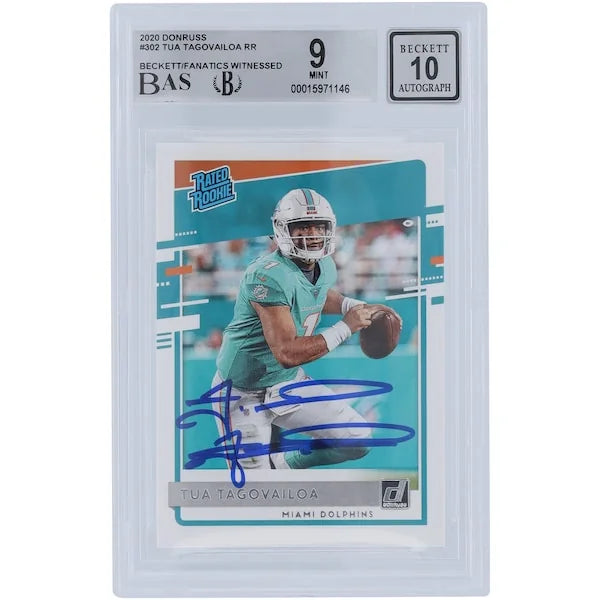 Tua Tagovailoa Signed 2020 Panini Donruss Rated Rookie #302 | Beckett 9