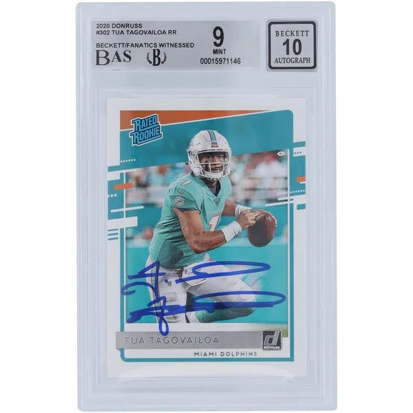Tua Tagovailoa Signed 2020 Panini Donruss Rated Rookie #302 | Beckett 9