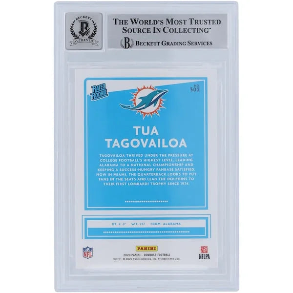 Tua Tagovailoa Signed 2020 Panini Donruss Rated Rookie #302 | Beckett 9