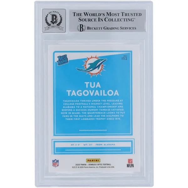 Tua Tagovailoa Signed 2020 Panini Donruss Optic #152 Rookie Card | Beckett 10