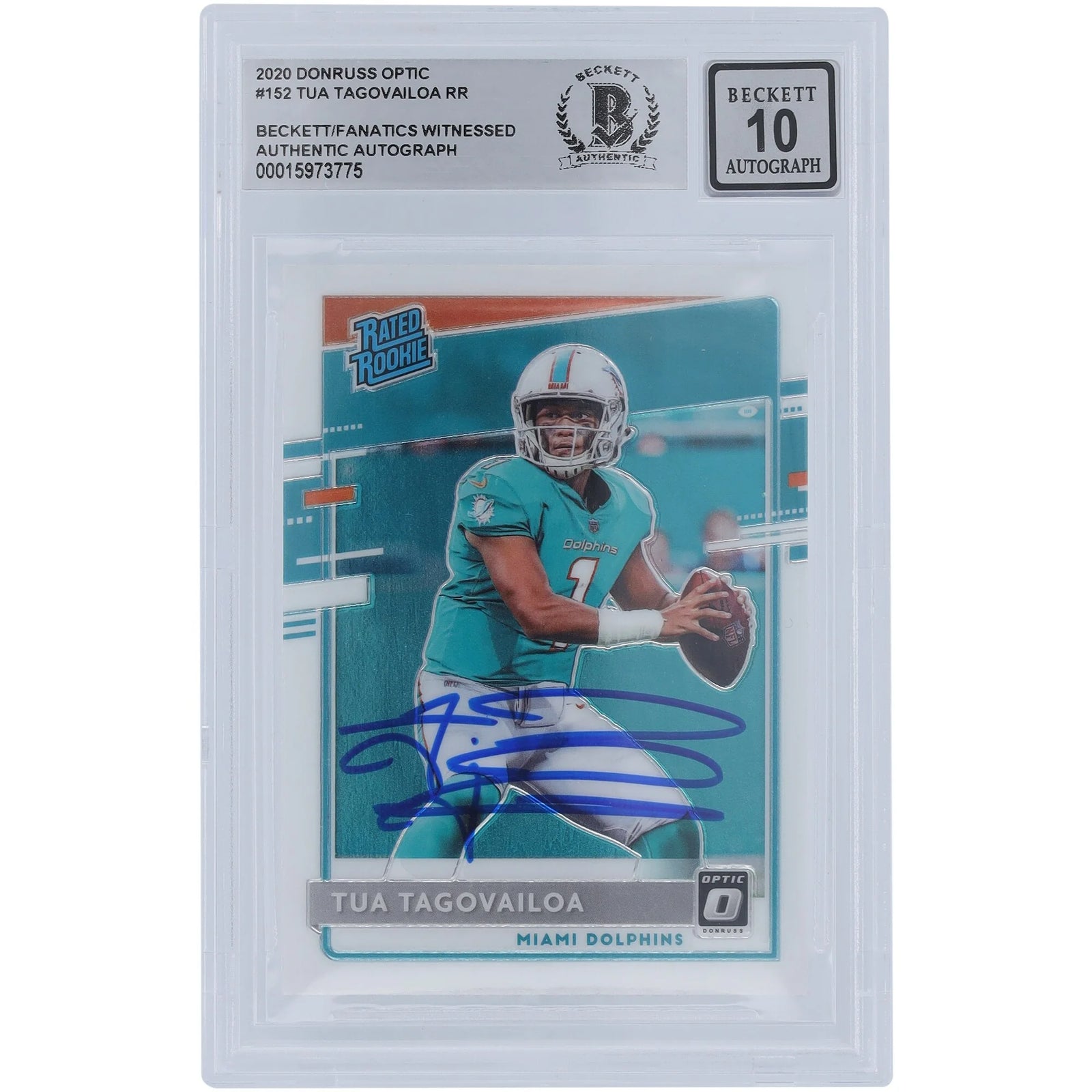 Tua Tagovailoa Signed 2020 Panini Donruss Optic #152 Rookie Card | Beckett 10
