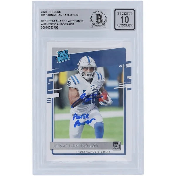 Jonathan Taylor Signed 2020 Panini Donruss Rookie Card #317 | Beckett 10