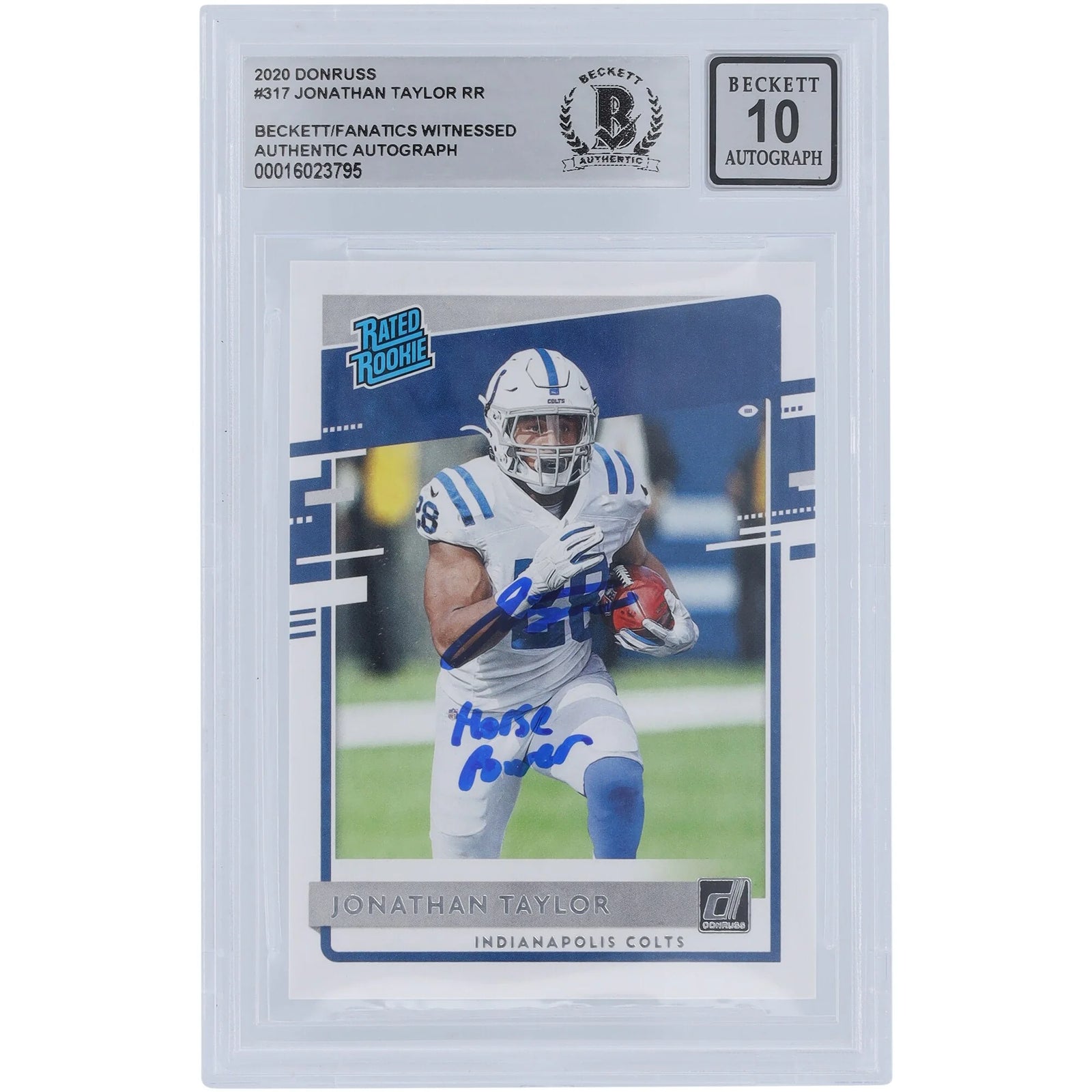 Jonathan Taylor Signed 2020 Panini Donruss Rookie Card #317 | Beckett 10