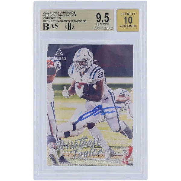 Jonathan Taylor Signed 2020 Panini Luminance #215 Rookie Card | Graded 9.5
