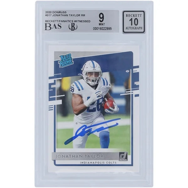 Jonathan Taylor Signed 2020 Panini Donruss Rated Rookie #317 | Beckett Authenticated