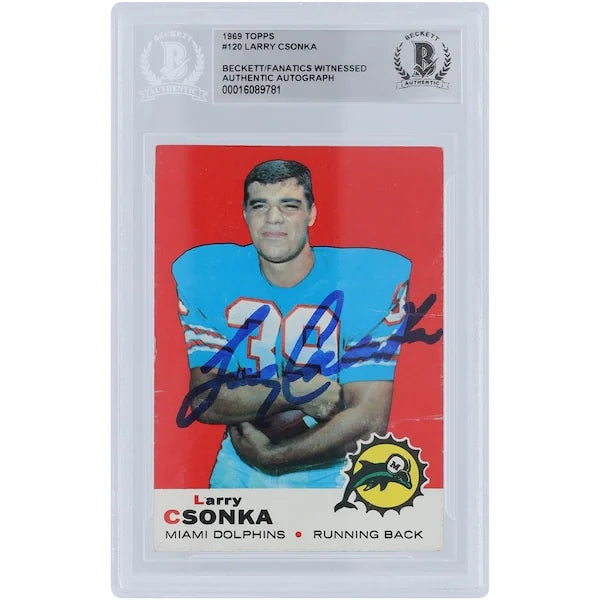 Larry Csonka Signed 1969 Topps Series 1 #120 Rookie Card | Beckett Authenticated