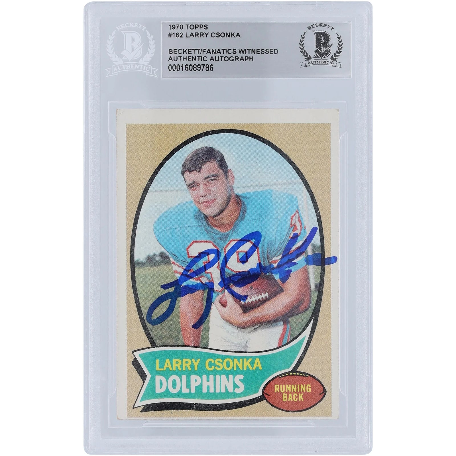 Larry Csonka Signed 1970 Topps Series 1 #162 | Beckett Authenticated