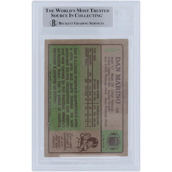 Dan Marino Signed 1984 Topps Series 1 #123 Rookie Card | Beckett Witnessed