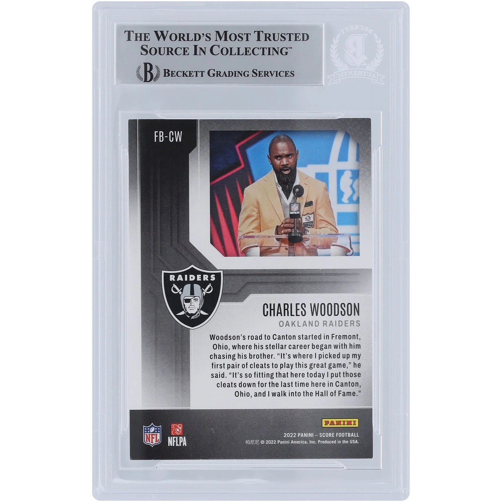 Charles Woodson Signed 2022 Panini Score Card | HOF 21 Inscription