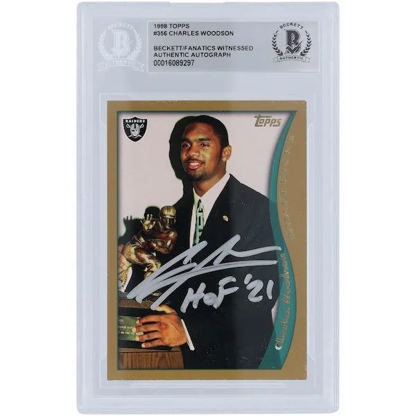 Charles Woodson Signed 1998 Topps Series 1 #356 Rookie Card | HOF 21 Inscription