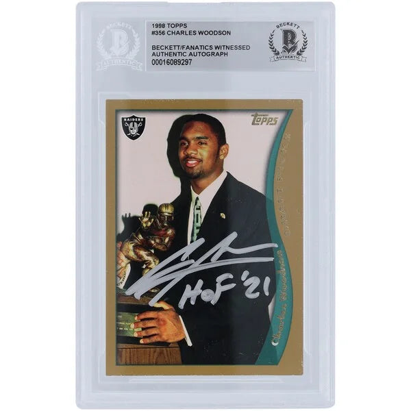 Charles Woodson Signed 1998 Topps Series 1 #356 Rookie Card | HOF 21 Inscription