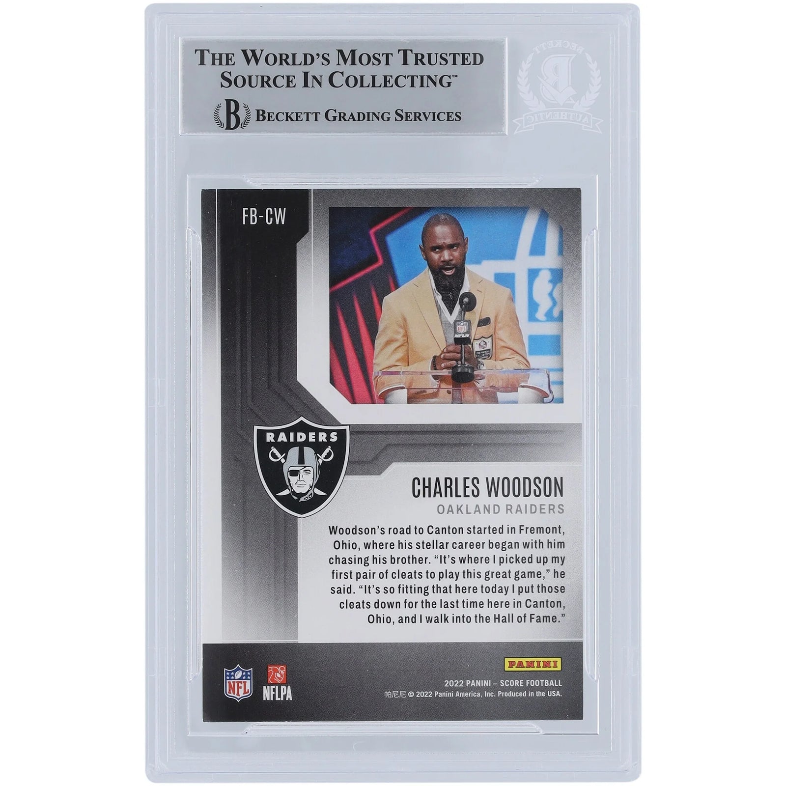 Charles Woodson Signed 2022 Panini Score #FB-CW Card | Beckett Authenticated