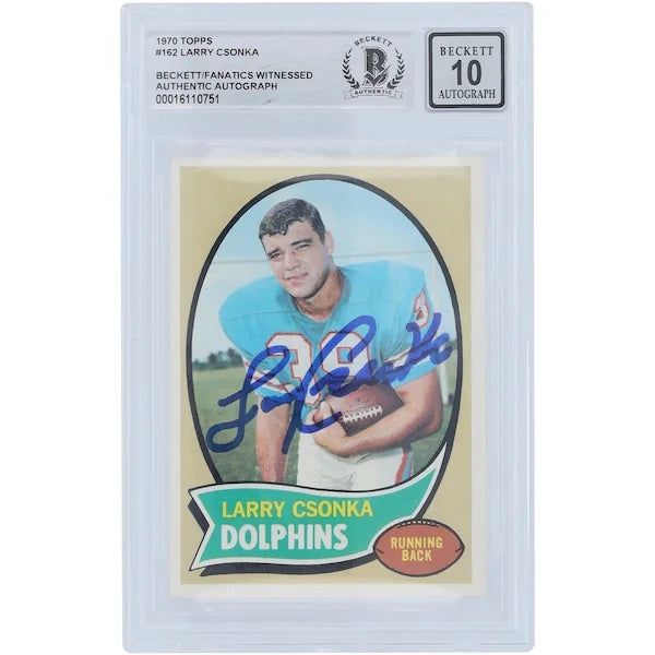 Larry Csonka Signed 1970 Topps #162 Card | Beckett Graded 10