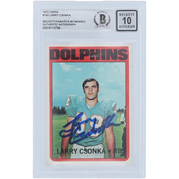 Larry Csonka Signed 1972 Topps #140 Card | Beckett Graded 10