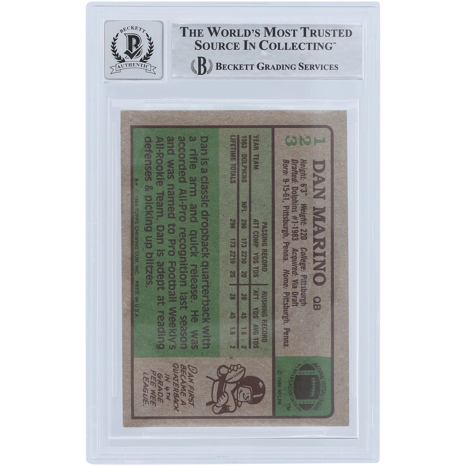 Dan Marino Signed 1984 Topps #123 Rookie Card | Beckett 10