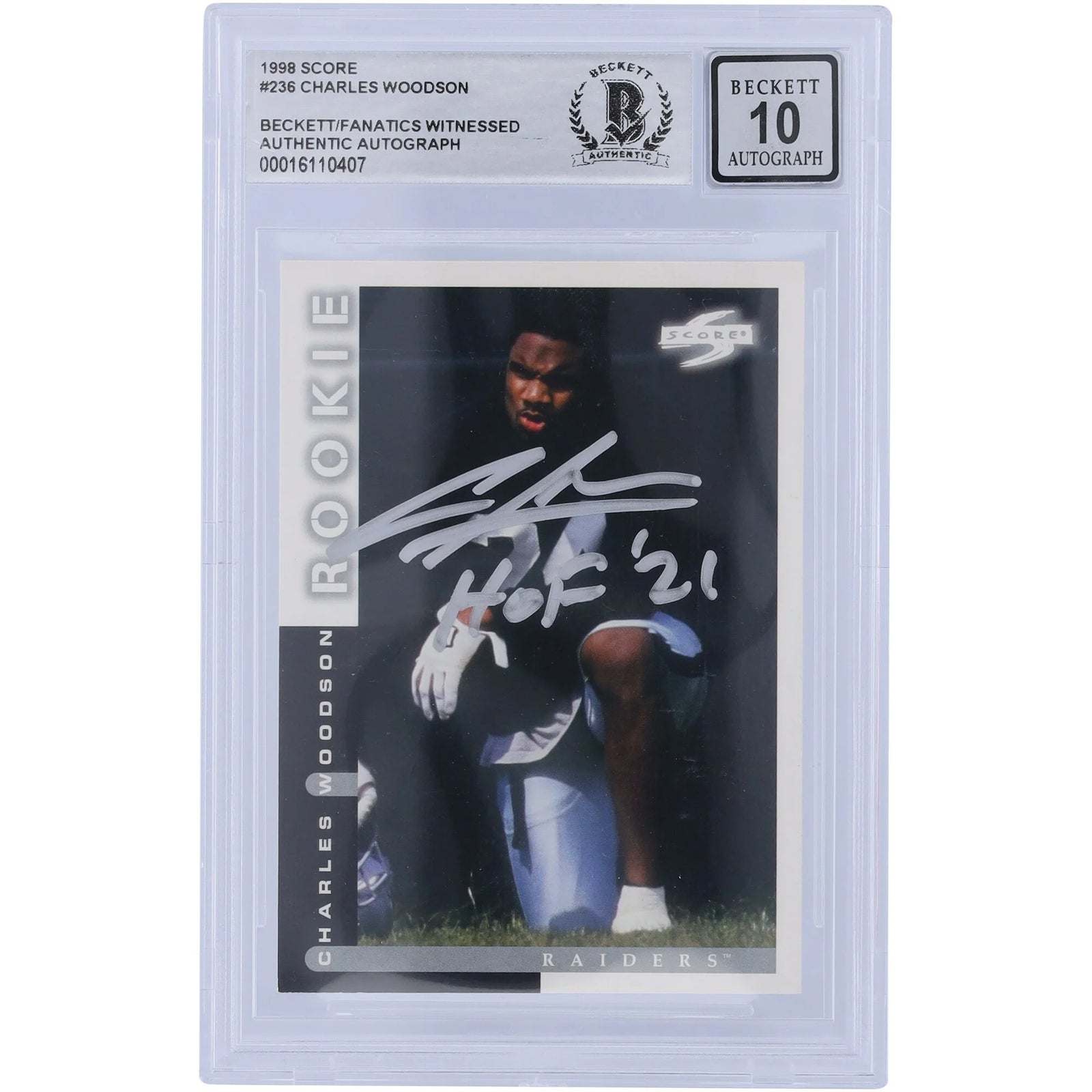 Charles Woodson Signed 1998 Score Silver Ink #236 Rookie Card | HOF 21 Inscription