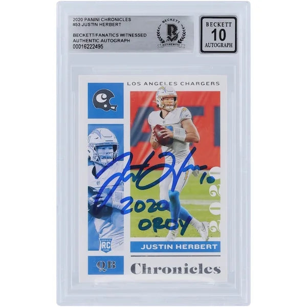 Justin Herbert Signed 2020 Panini Chronicles #53 Rookie Card | Graded 10